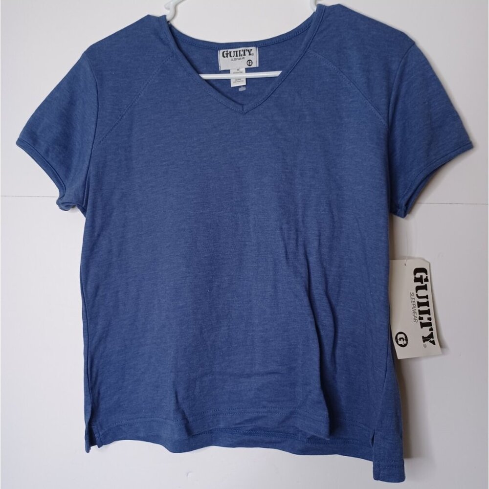 NWT Vintage Guilty Womens Medium  V-Neck Sleepwear Blue T-Shirt